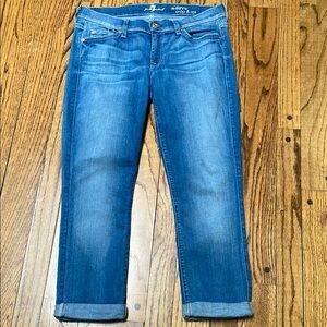 7 for all Mankind sz 29 the skinny crop & roll light blue denim jeans cuffed hem